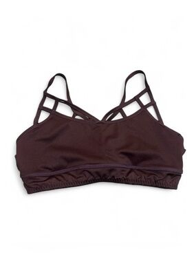 Marika Strappy Athletic Workout Gym Sports Bra in Deep Plum Size Large